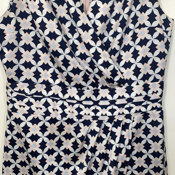 H&M Blue Pink V Neck Crossover Sleeveless Faux Wrap Short Dress - Picture 7 of 8